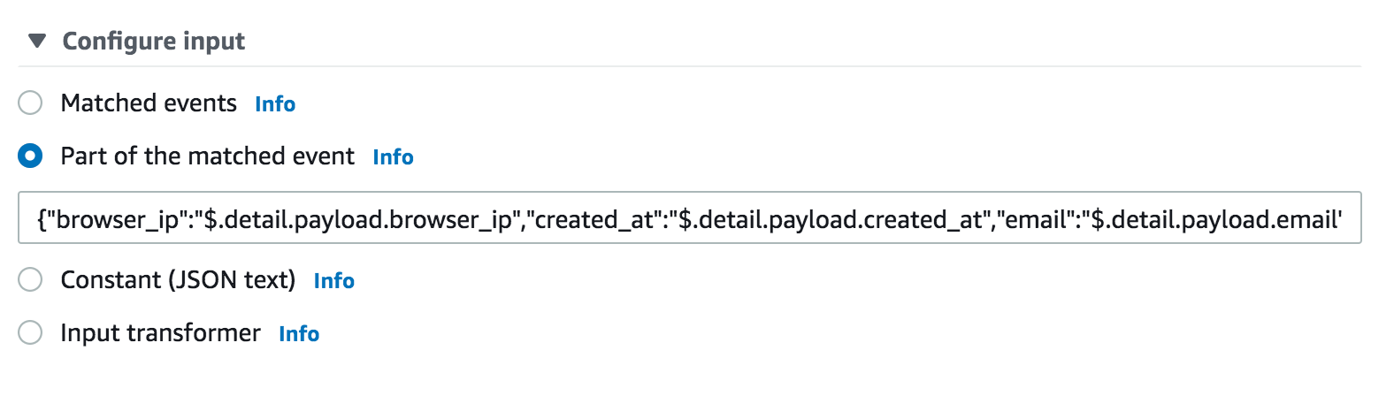 amazon web services How to send specific fields from EventBridge