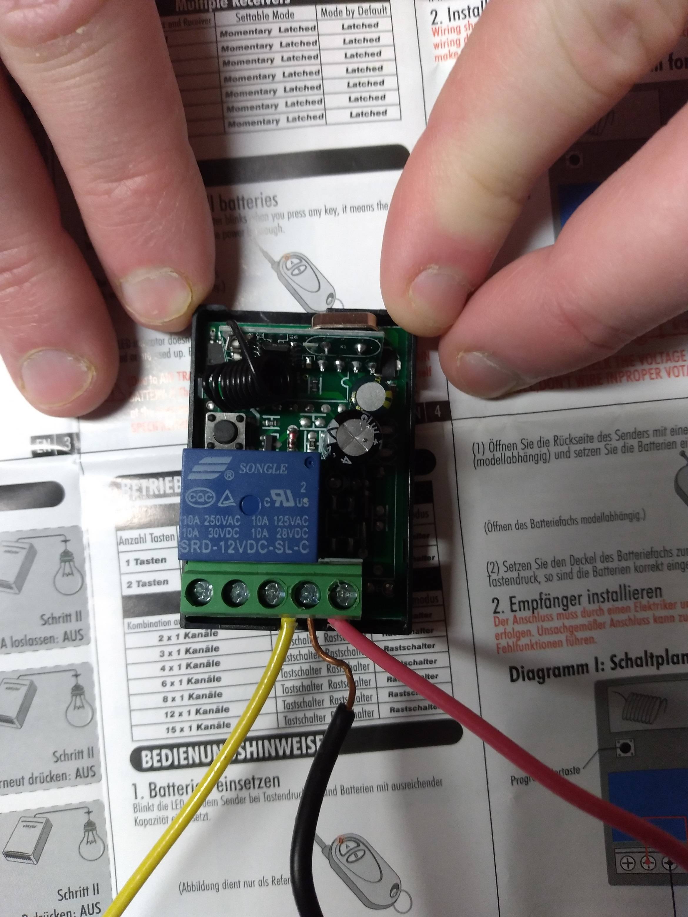 Issue with wiring eMylo remote control switch Electrical