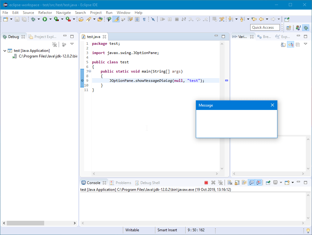 java JOptionPane Dialog boxes not displaying correctly in Eclipse