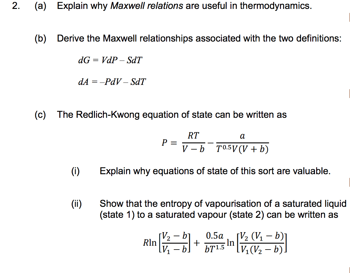 thermodynamics Derivation Entropy of Vaporisation using Redlich
