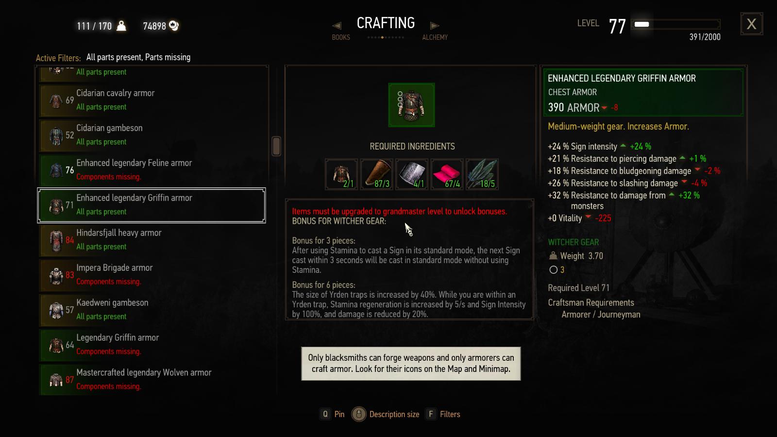 How to unlock bonuses for witcher gear? Arqade