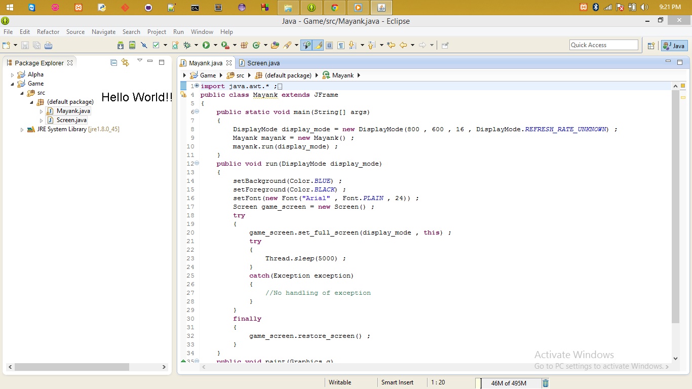 swing window crash in java game development Stack Overflow