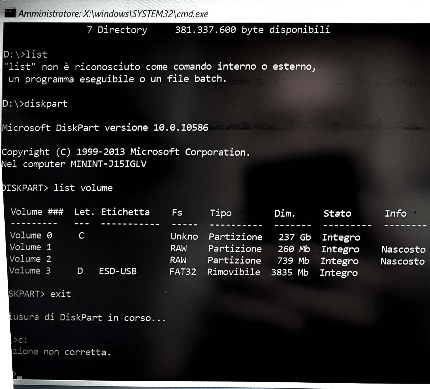A windows 10 Computer suddenly won't boot, an unknown partition