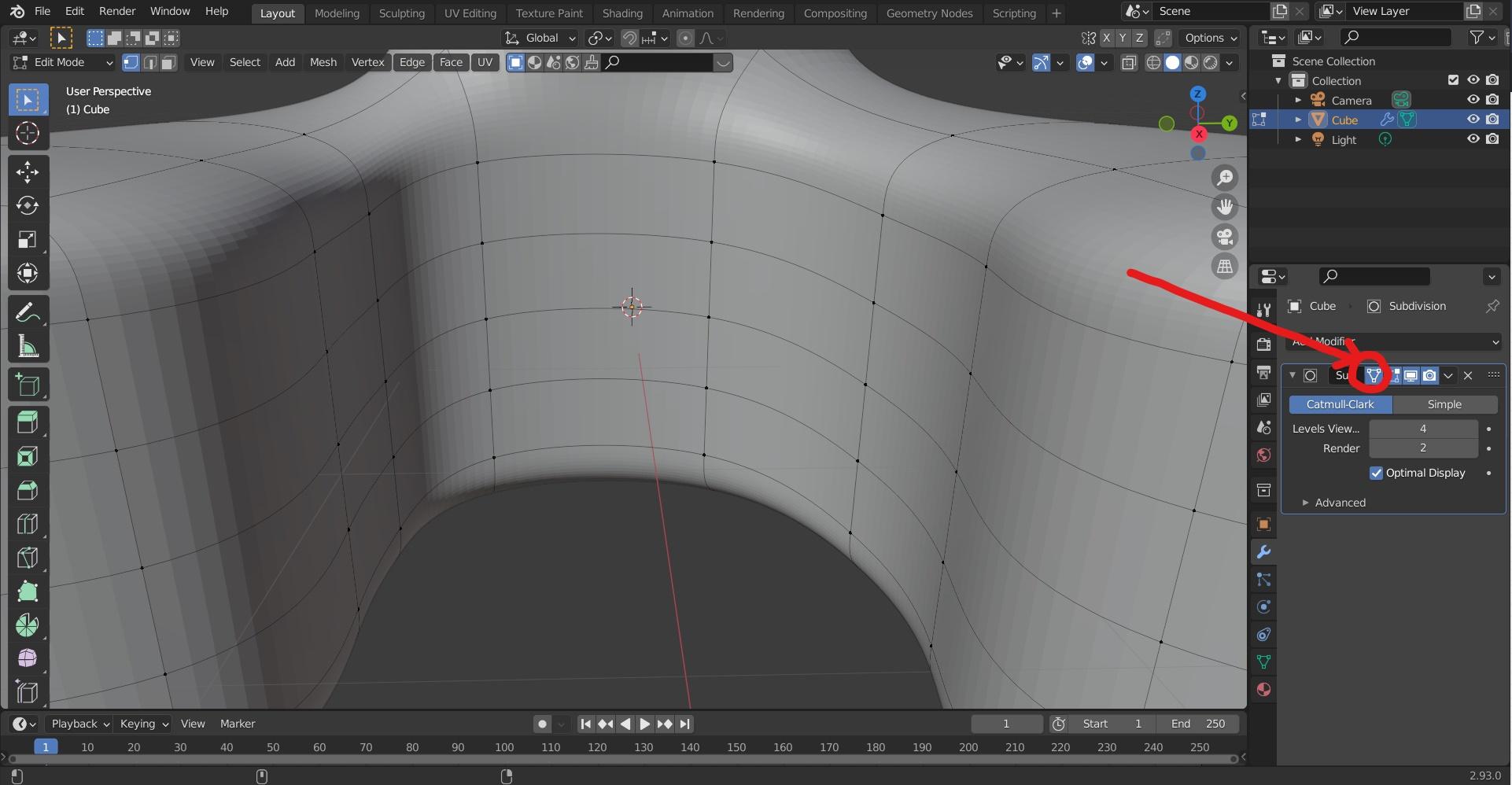 Vertices are hidden by mesh when using Subdivision modifier Blender
