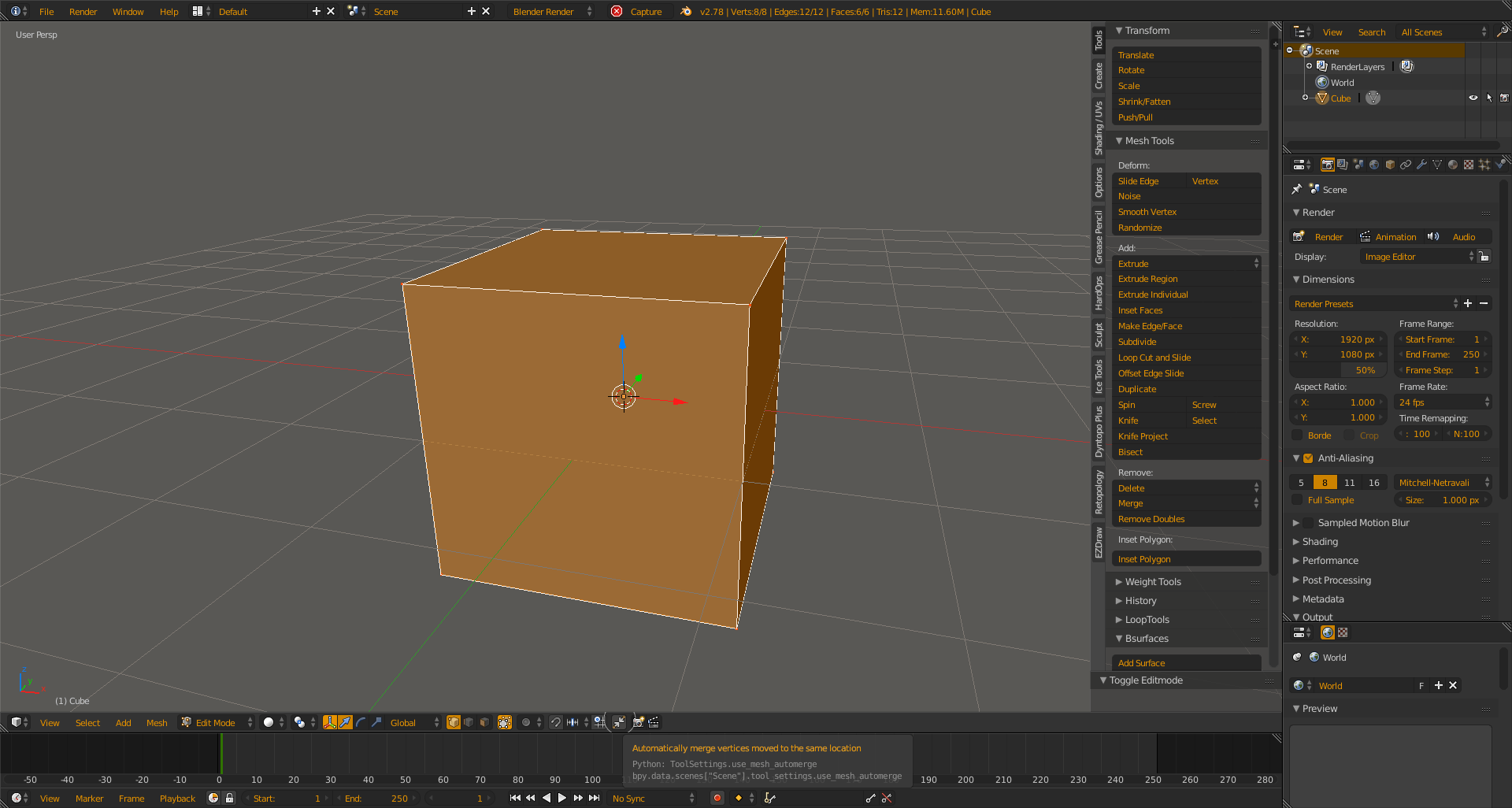 modeling Any simple way to merge two cube objects together? Blender