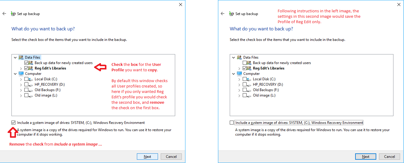 How to backup a local Windows 10 user profile and restore it in Windows