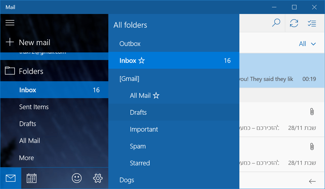 Email stuck in Windows 10 email client Super User