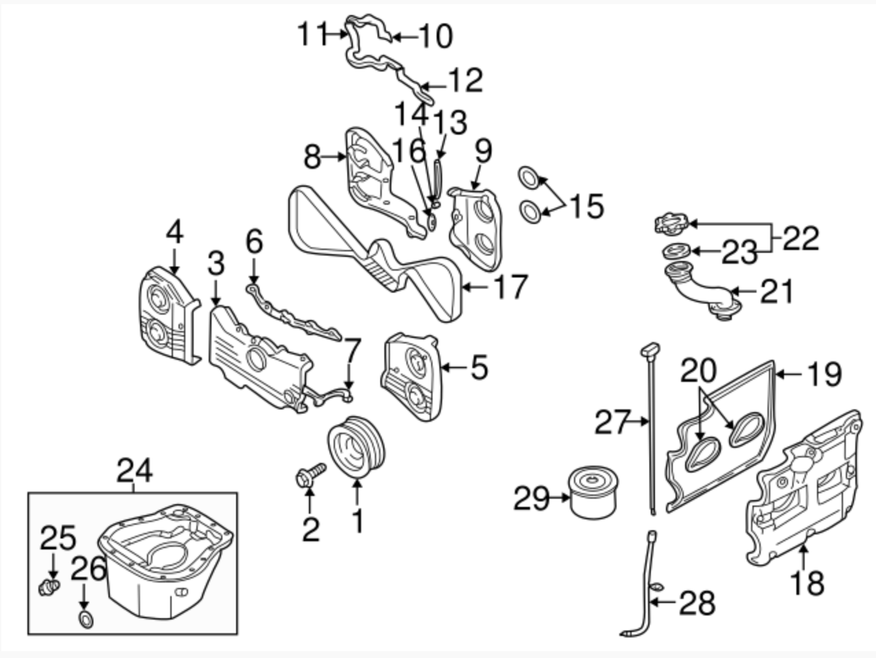 engine 2012 Subaru Forester "cam case, and front cover are leaking