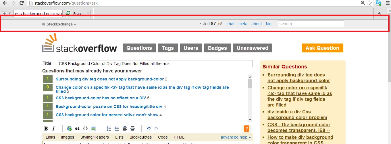 html CSS Background Color of Div Tag Does Not Filled all