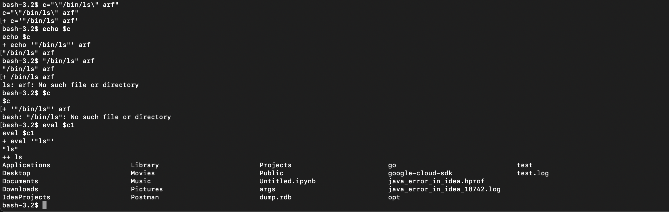 Bash eval replacement () not always equivalent? Stack Overflow