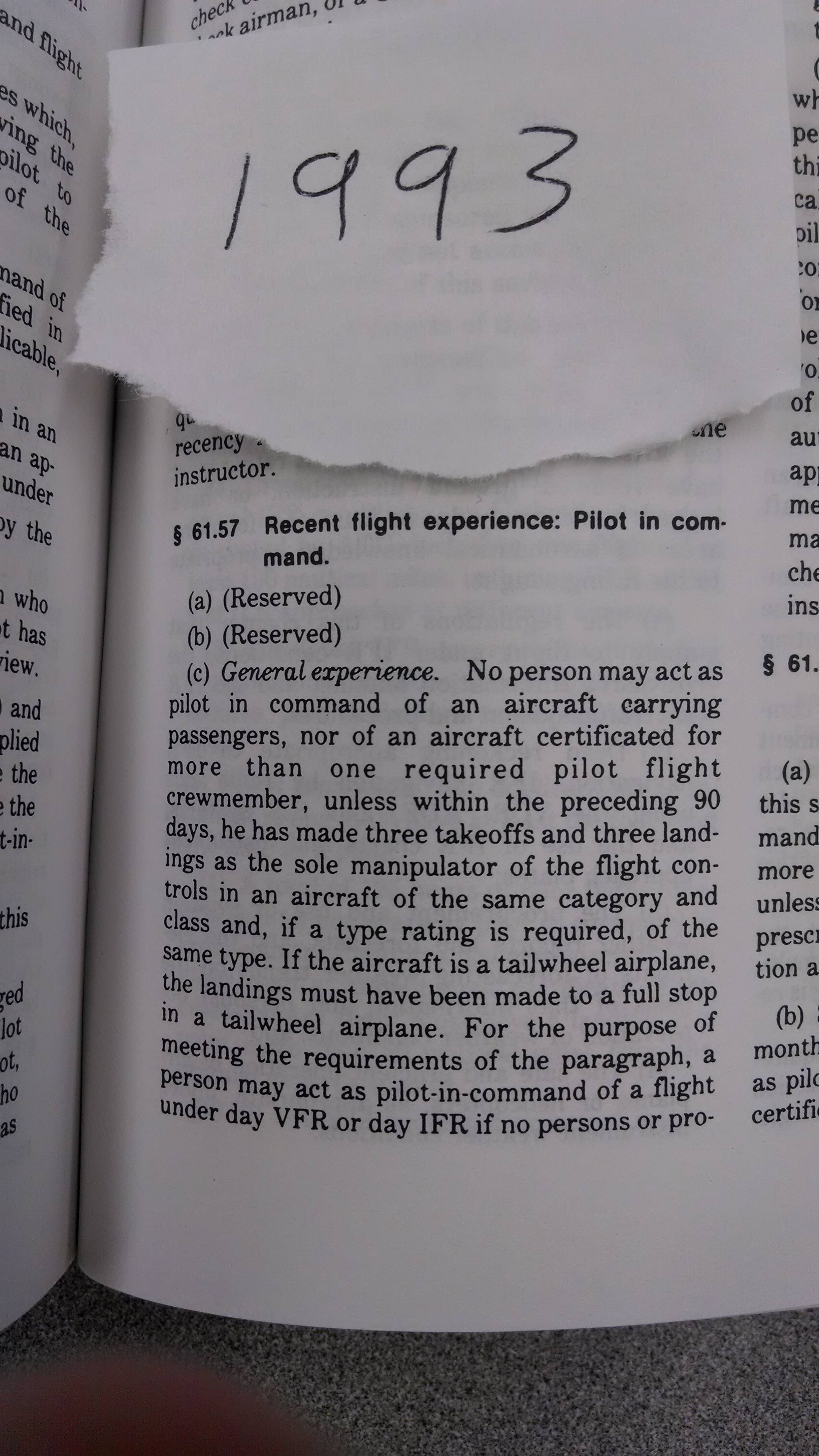 far 61 How has FAR 61.57 changed since 1969? Aviation Stack Exchange