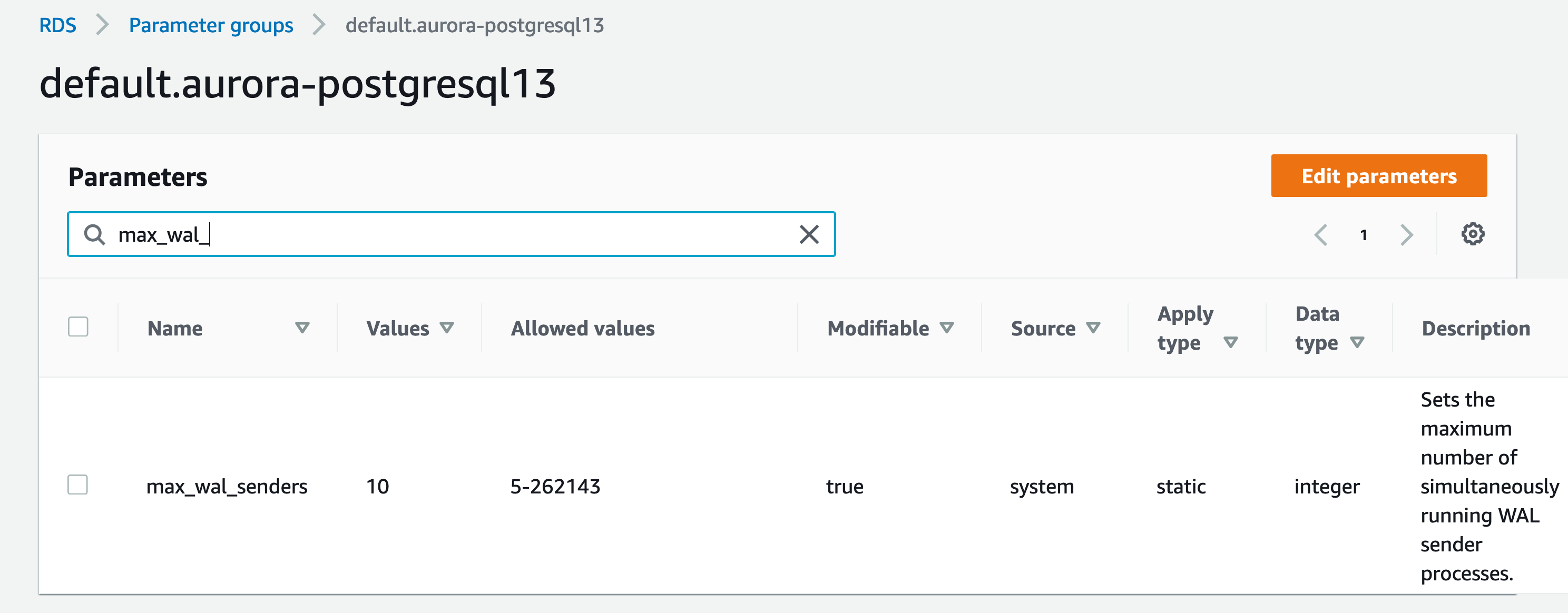 postgresql How can I edit max_wal_size in AWS RDS Postgres