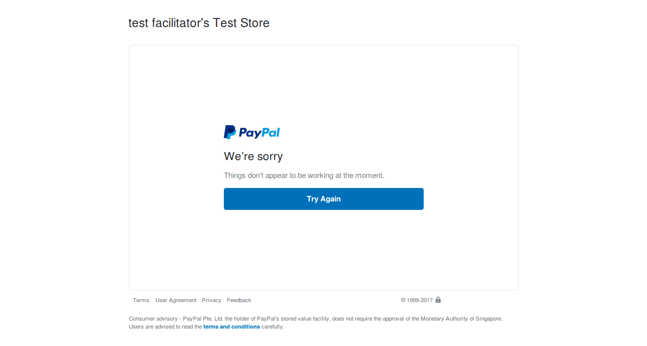 php Paypal error We’re sorry Things don’t appear to be working at the