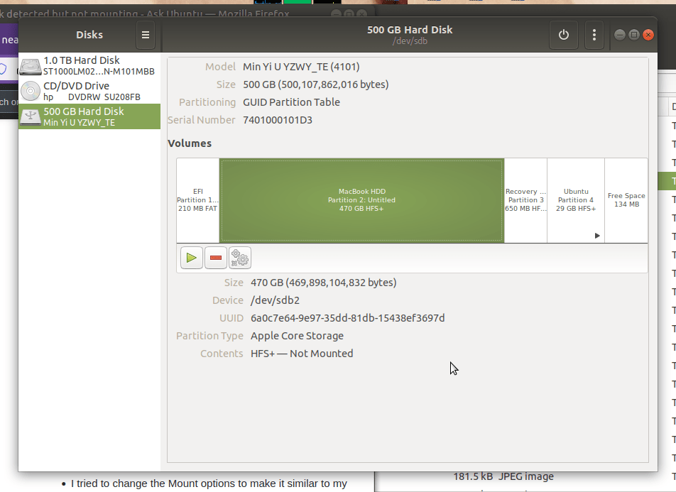 Trying to mount my old MACBook HDD HFS+ onto ubuntu 20.04.05 Ask Ubuntu