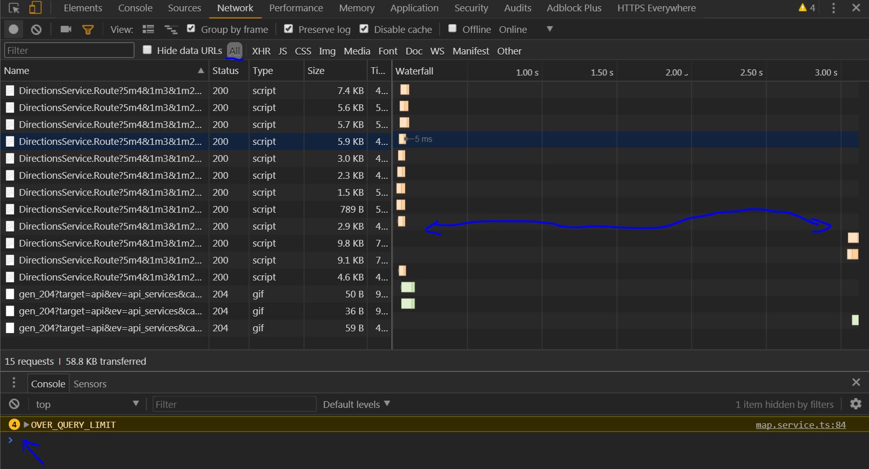 javascript Google Maps API OVER QUERY LIMIT per second limit