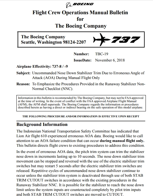 boeing 737 What are the checklist items for a runaway stab trim on a B737 MAX 8 and MAX 9