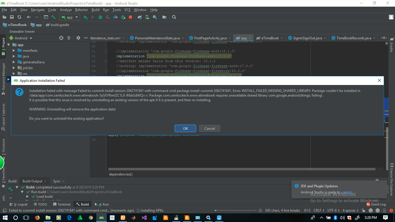 android App Refuses to Install INSTALL_FAILED_MISSING_SHARED