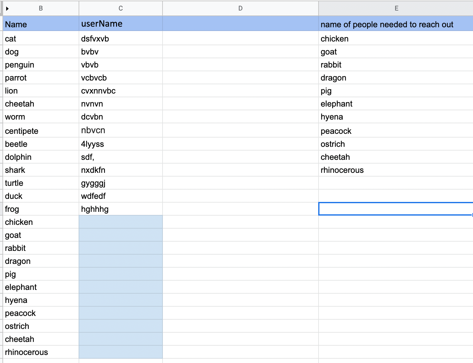 javascript How to list nonempty cells when the adjacent cell is