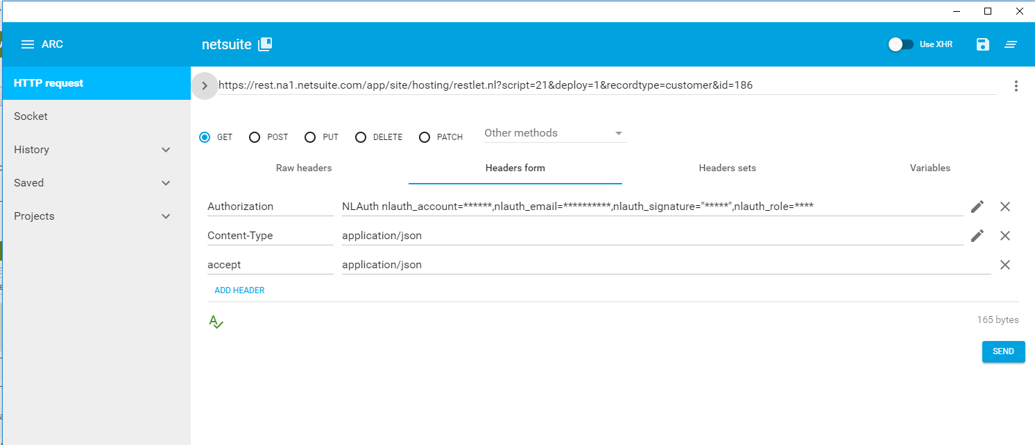 How to pass Parameter NetSuite RESTLet using Advanced REST client