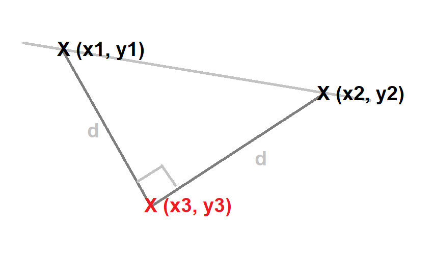 C How to calculate a Point with a right angle between two