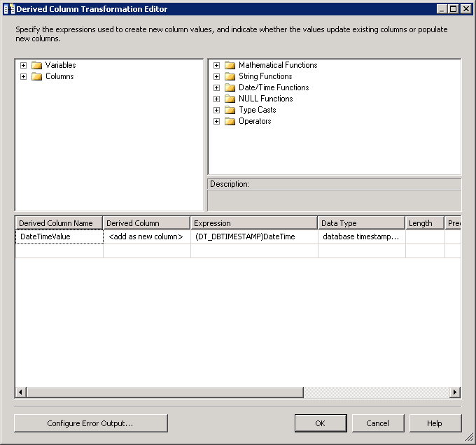 ssis How to convert a timestamp in string format to datetime data