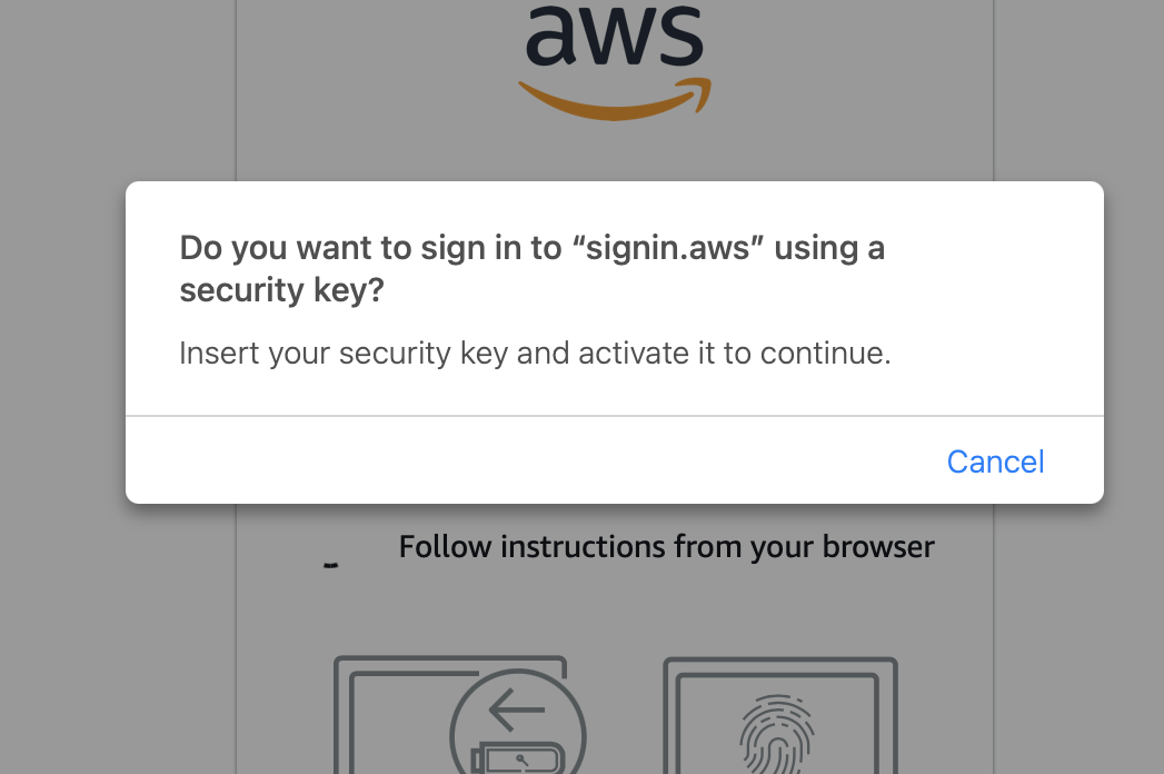 amazon web services AWS SSO fingerprint not working on Safari or