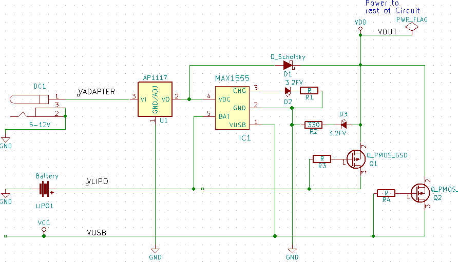 P channel mosfet battery charging/power selection circuit help