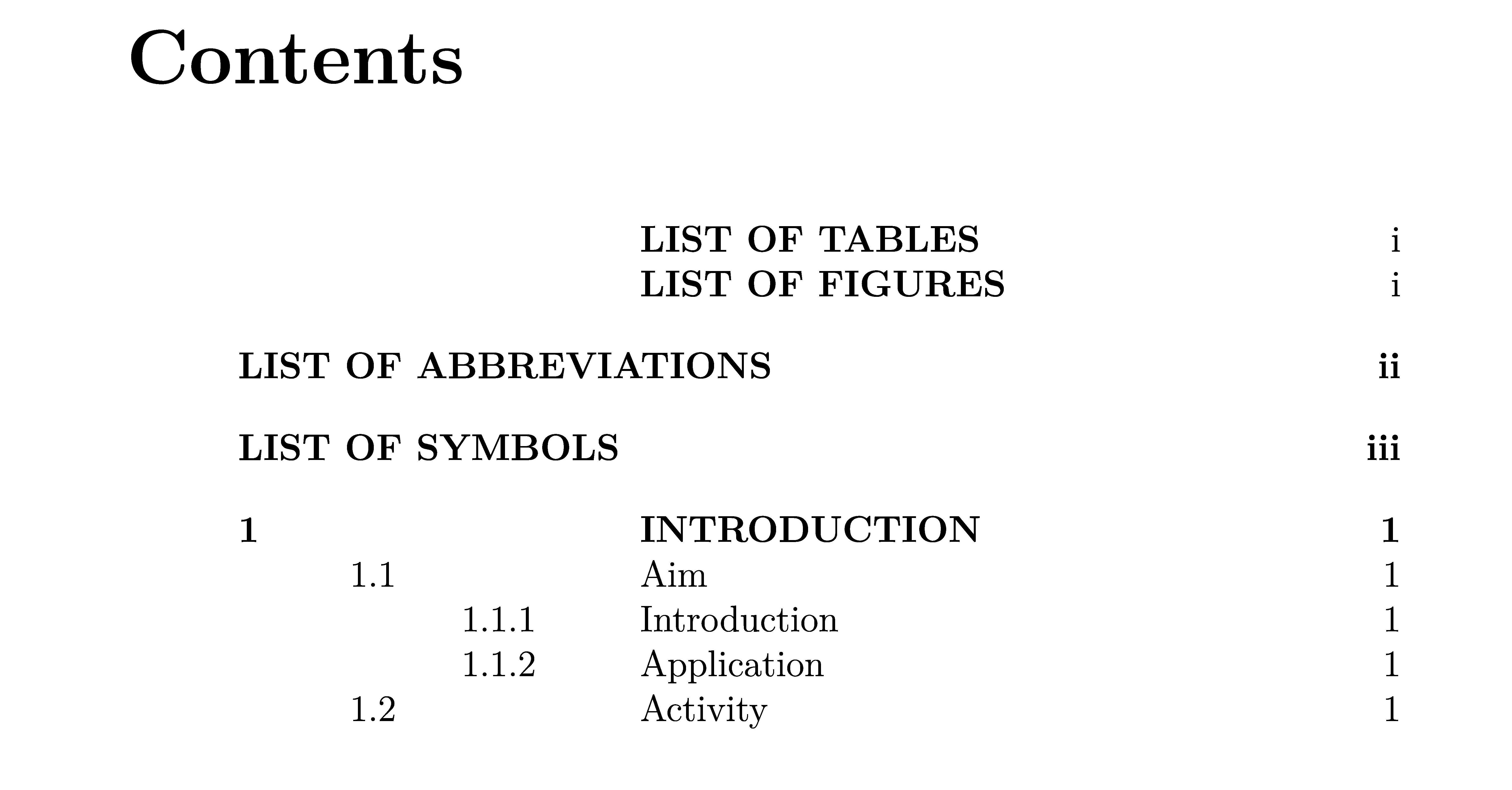 acronyms How to align list of abbreviations and symbols with other
