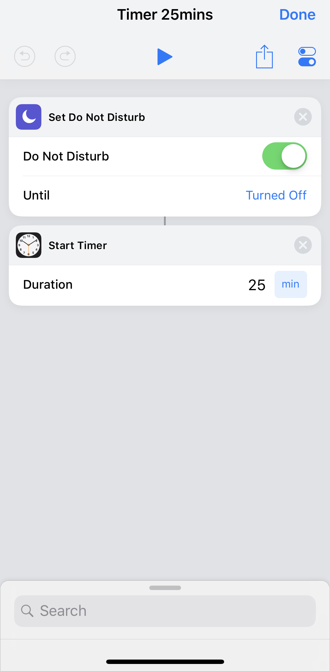 iphone Shortcut to turn off “do not disturb“ after period of time