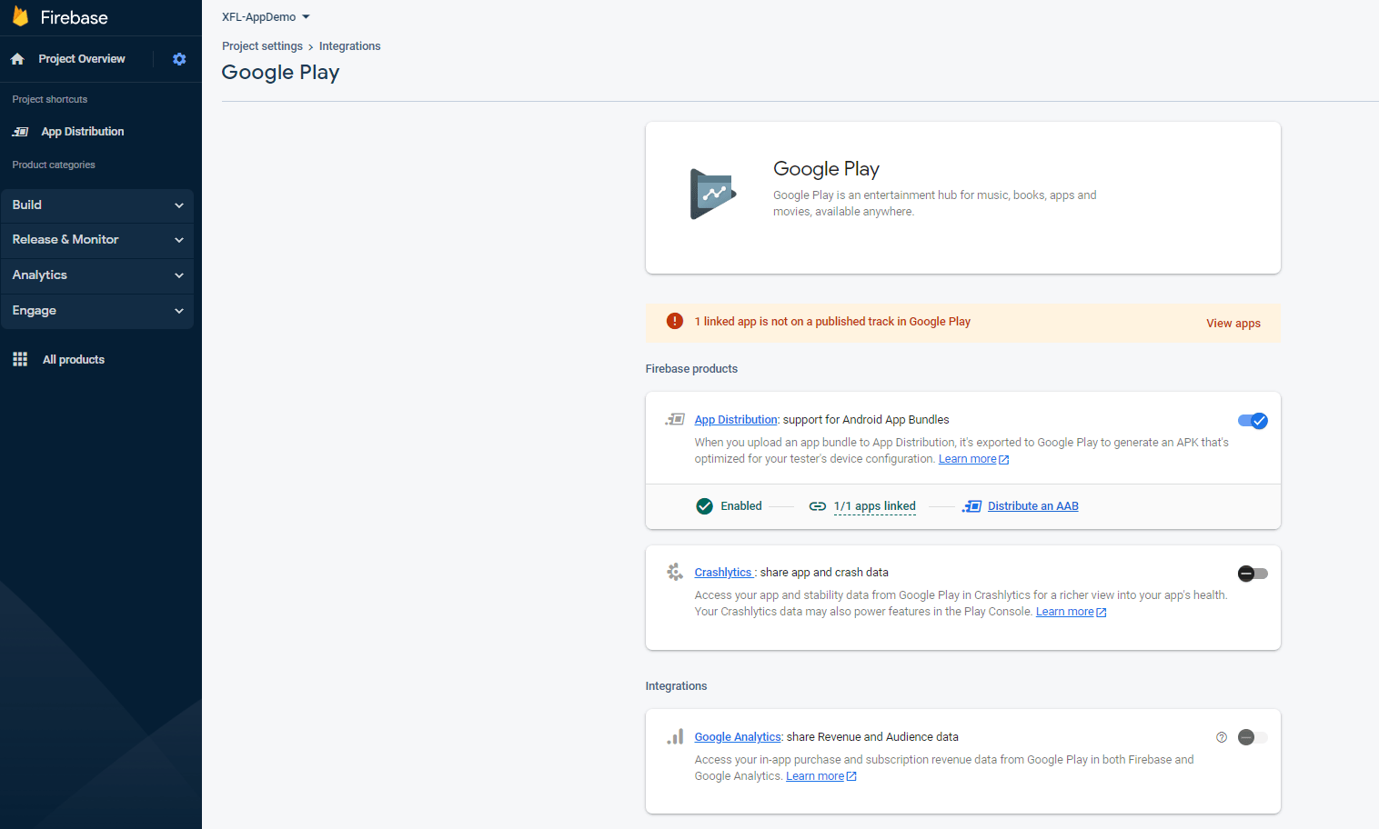android Linking Firebase App Distrubtion with Google Play App is