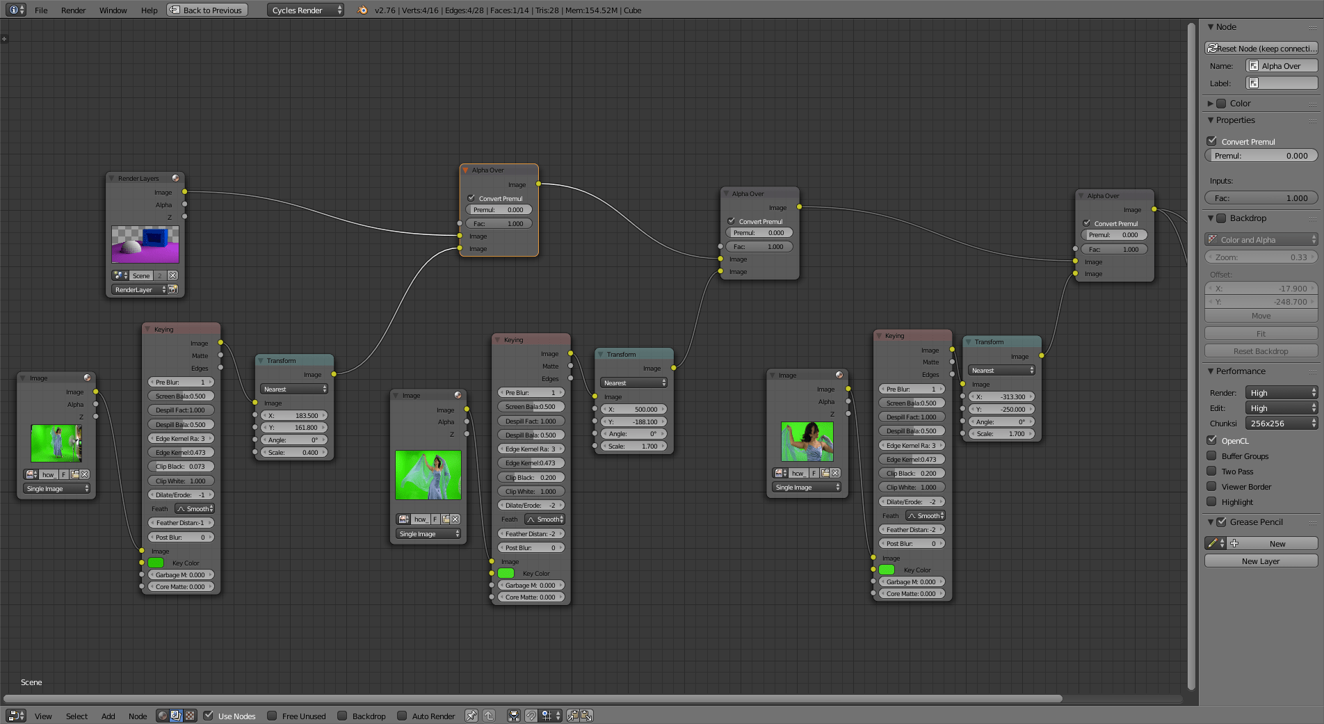 cycles Adding multiple green screenplates into an animated 3D