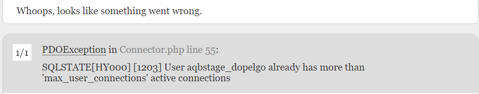 php already has more than 'max_user_connections' active connections