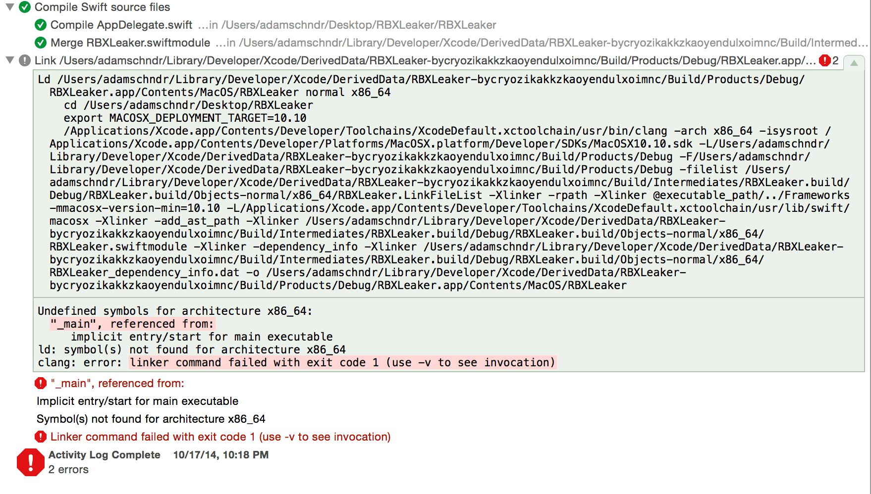 xcode What does this mean Undefined symbols for architecture x86_64