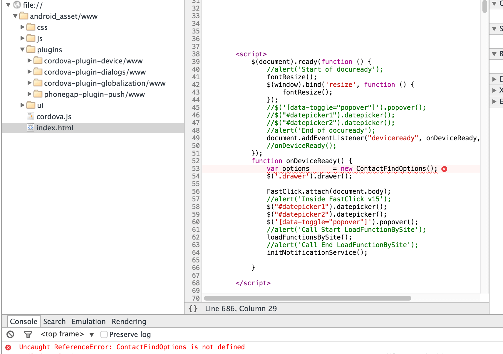 Phonegap Build cordovaplugincontacts not loading Stack Overflow