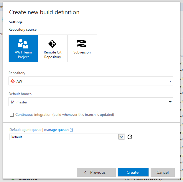 tfsbuild Cannot create new TFS build definitions Stack