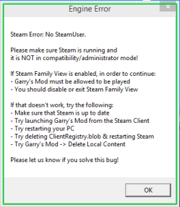Getting "No Steamuser" Error On Garry's Mod - Arqade