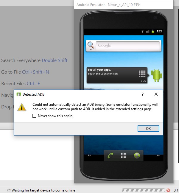 Could not automatically detect an ADB binary Android