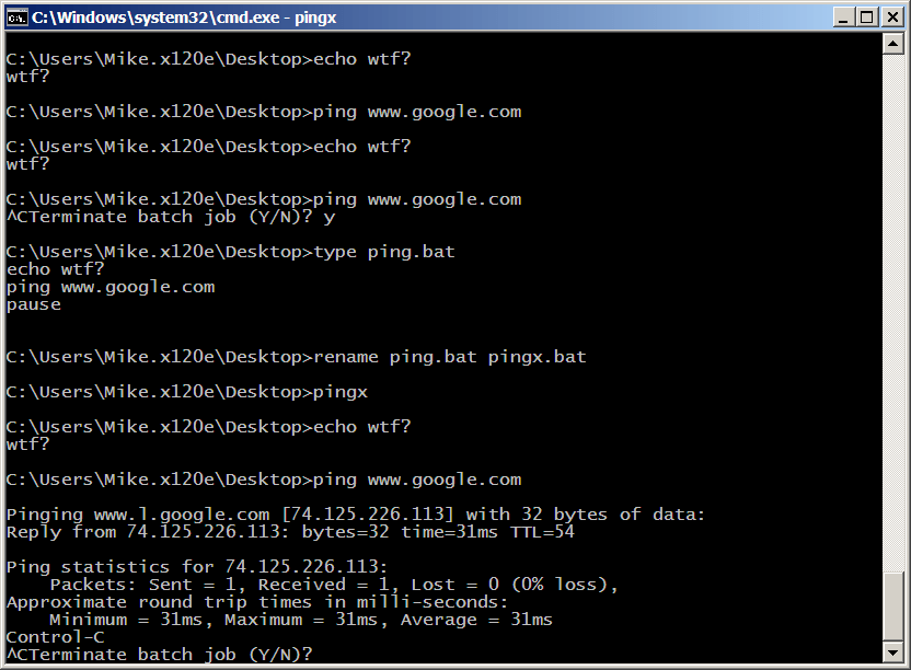 windows 7 Why does the ping command in my batch file execute in a loop? Super User