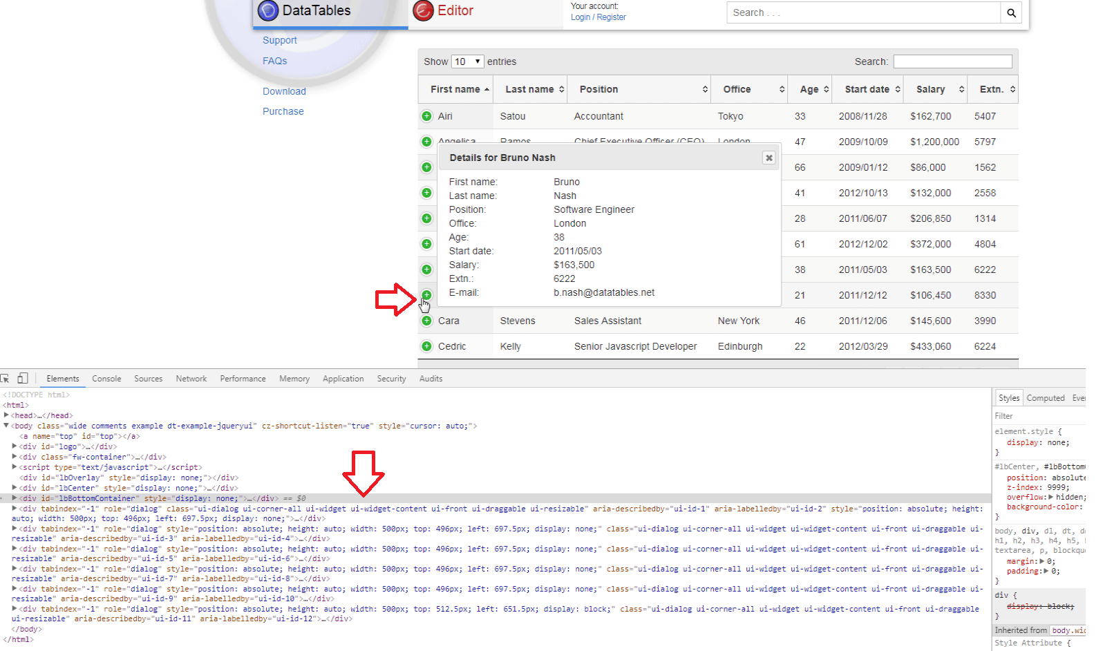 javascript jquery datatable "jqueryui modal" is creating duplicate