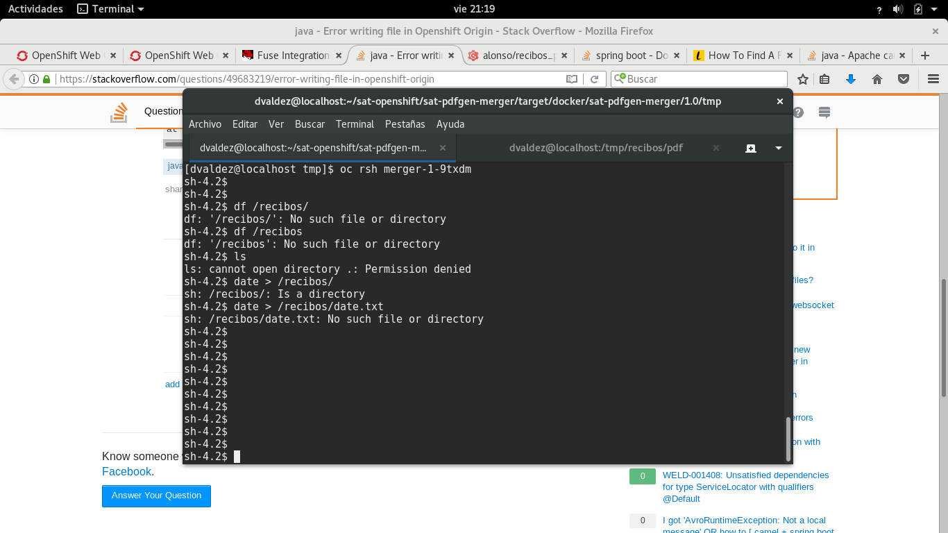 java Error writing file in Openshift Origin Stack Overflow