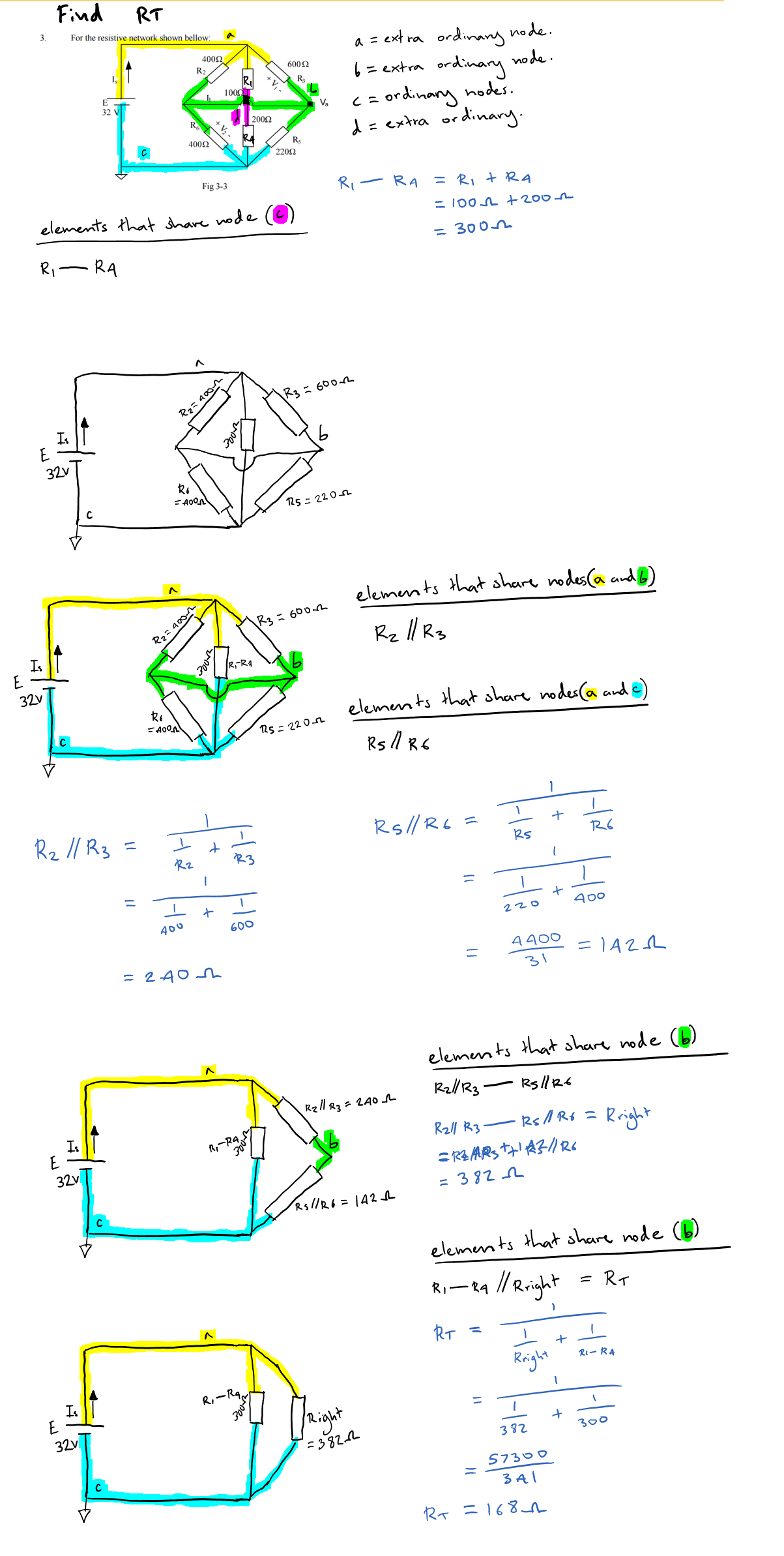 Working out current, voltage and resistance in a Bridge
