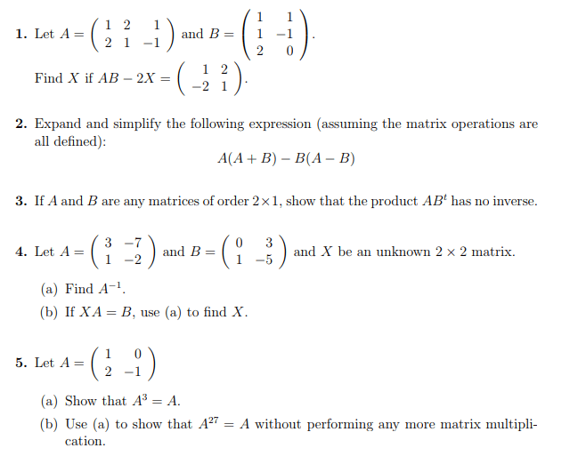 linear algebra Need help solving matrices questions Mathematics