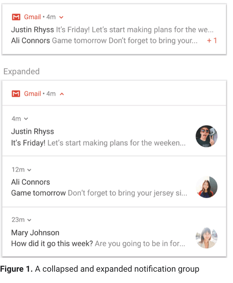 Android Grouping Received Push Notifications like Gmail