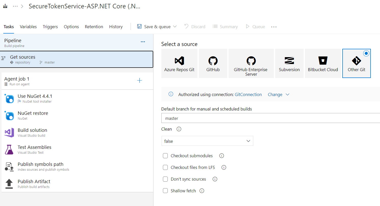 Azure DevOps error 'Git fetch failed with exit code 128' during build pipeline of other git