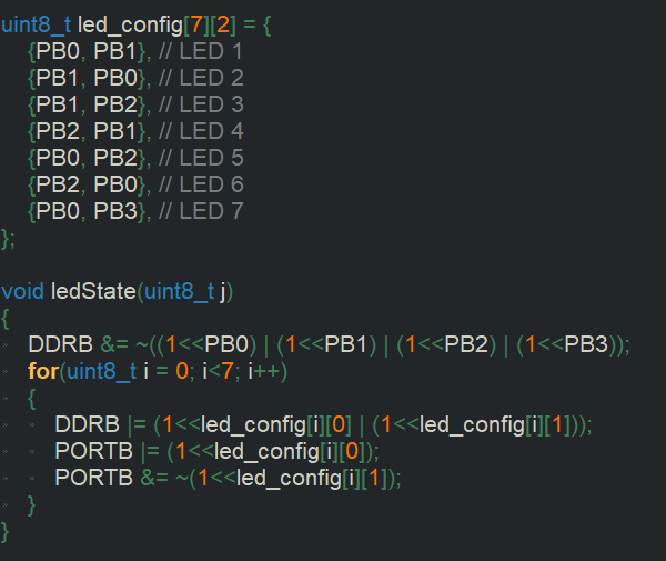 atmega How to implement a Walking Zero with atmega328p using pure C