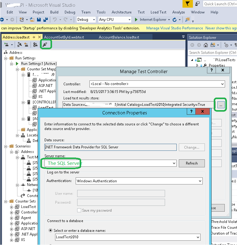 sql server 2008 Local Load Testing The load test results database
