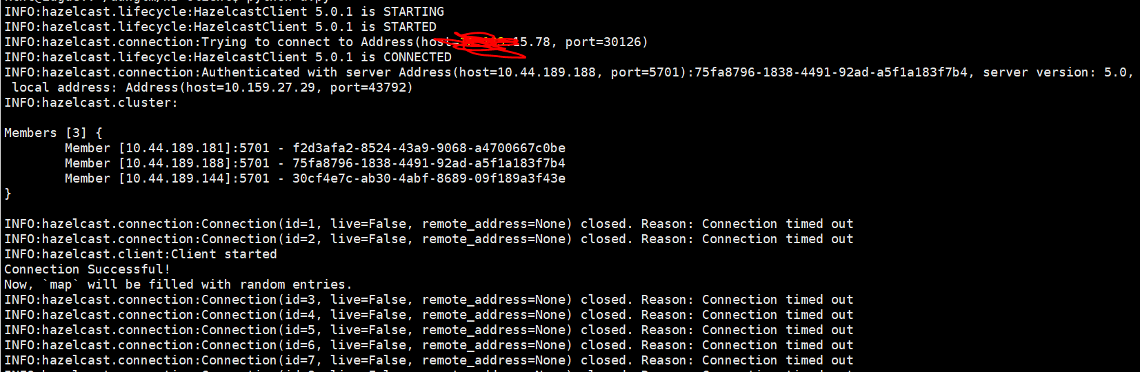 Python Hazelcast Client timeout Stack Overflow