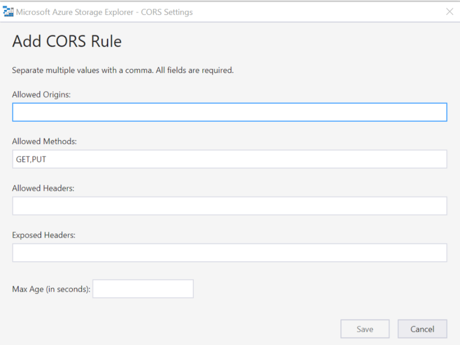 Windows Azure Storage Emulator CORS support Stack Overflow