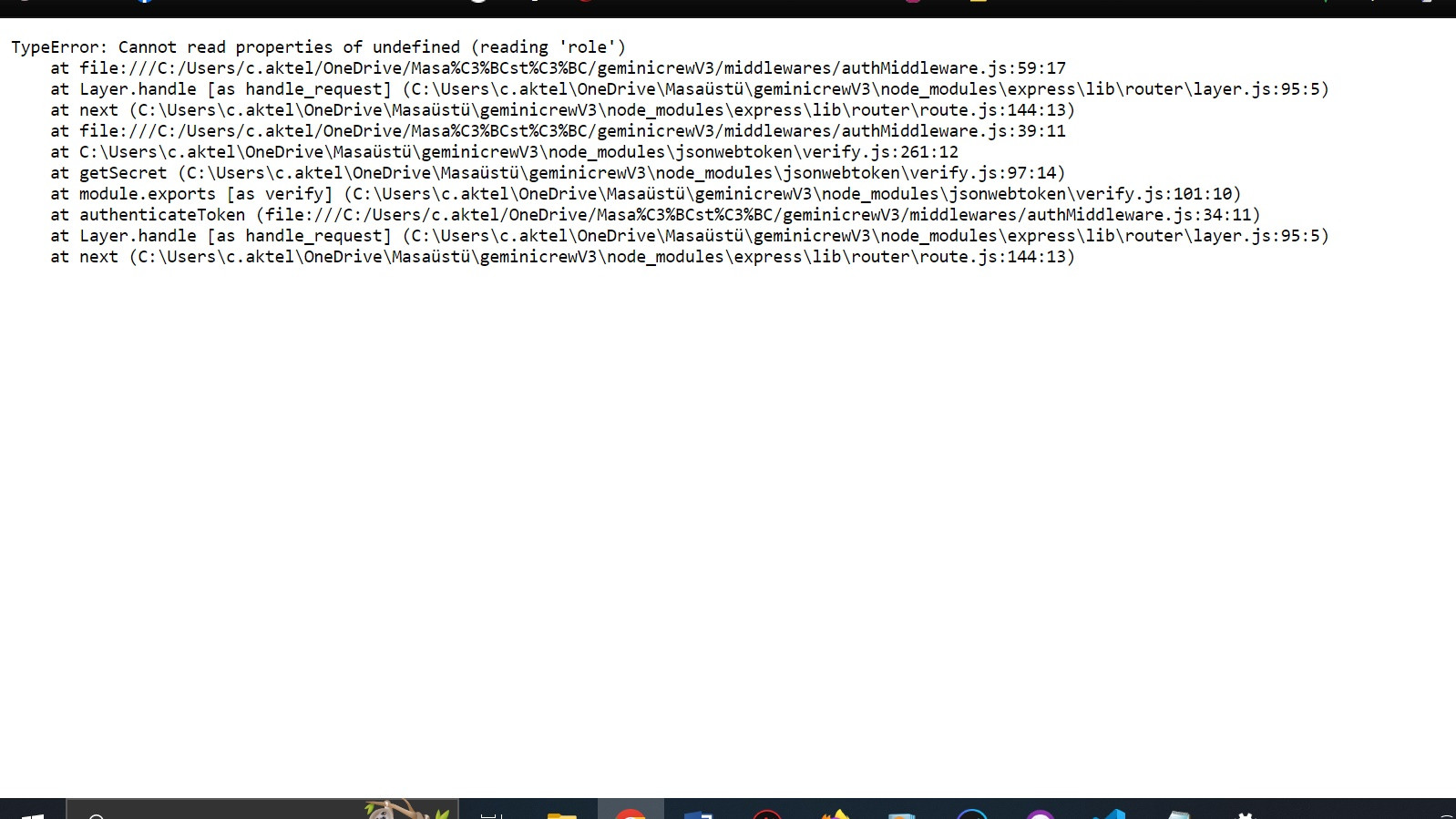 node.js When I create role in user with JWT, html error TypeError