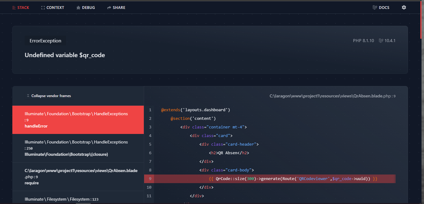 undefined variable in laravel 10 when try to routes Stack Overflow